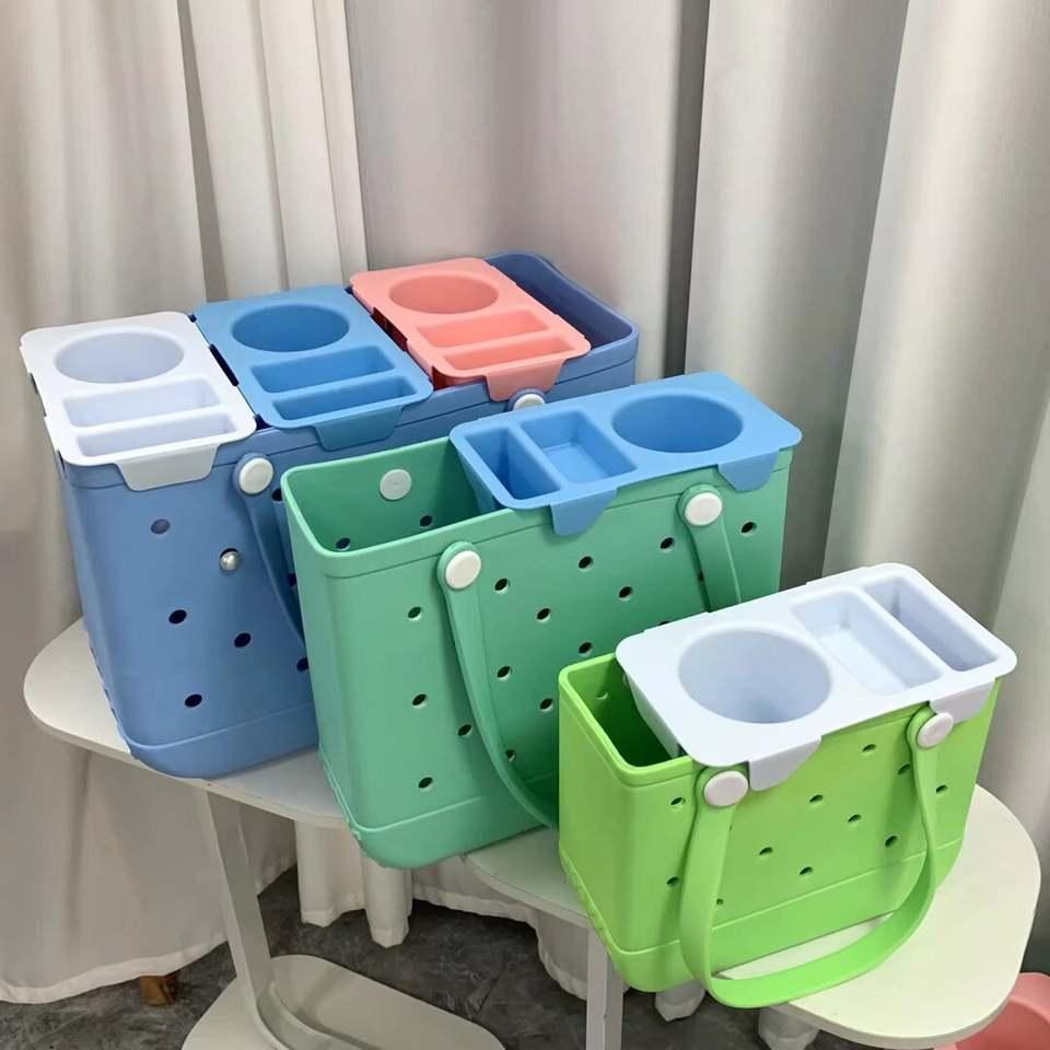 Trendy 2026 EVA Beach Bag Insert Tray Anti Slip Bottom Secure Phone Holder Slot Lightweight Carry All Pouch Alternative Holiday