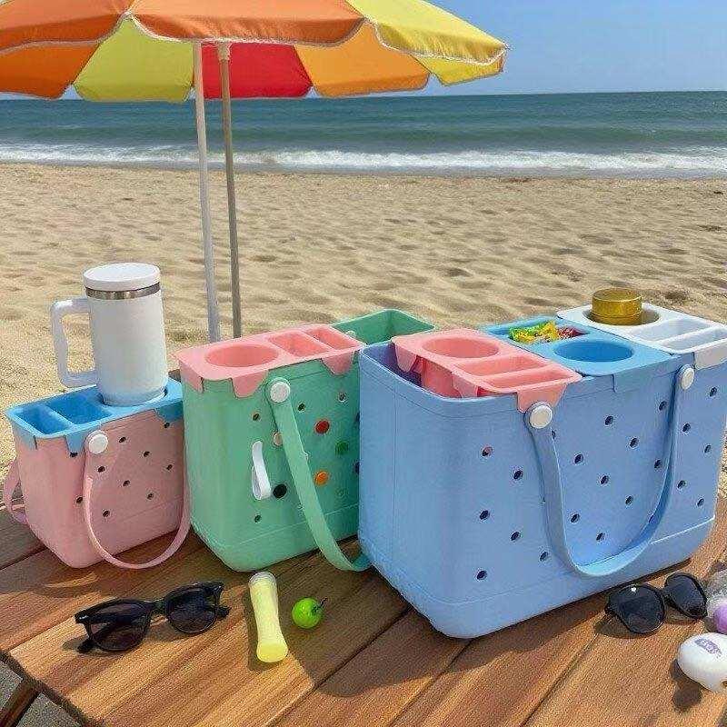 Waterproof Portable Eco-Friendly Lightweight EVA Beach Bag Insert Detachable Topper Tray Multi Slot Organizer Drinks Phone Cup