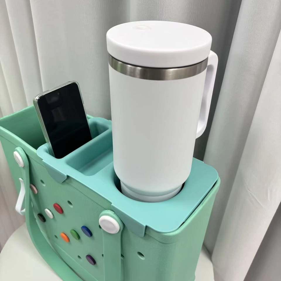 2026 Trendy Eco-Friendly Fashion EVA Beach Tote Bag Detachable Phone Holder Insert Waterproof Lightweight Storage Organizer