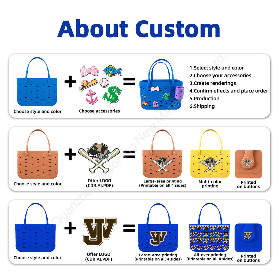 Customized Logo Large Beach Handbag Waterproof EVA Beach Tote Bag Women Silicone Trip Beach Bag